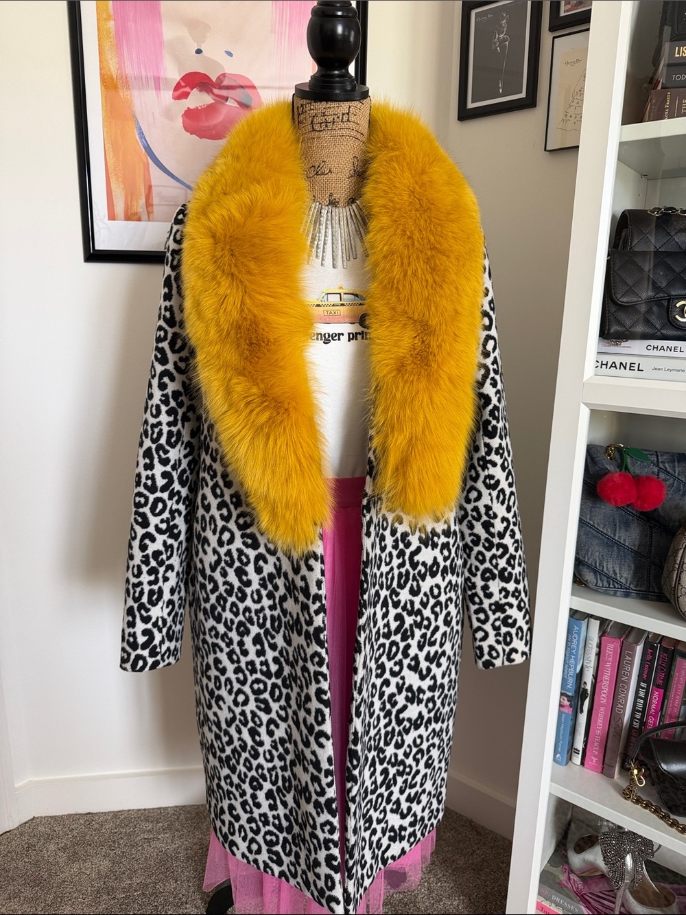 Rachel Zoe snow leopard-print long Coat